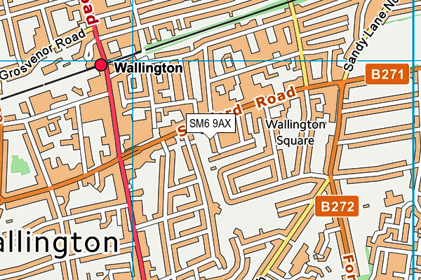 SM6 9AX map - OS VectorMap District (Ordnance Survey) SM6 9AX map - OS VectorMap District (Ordnance Survey)