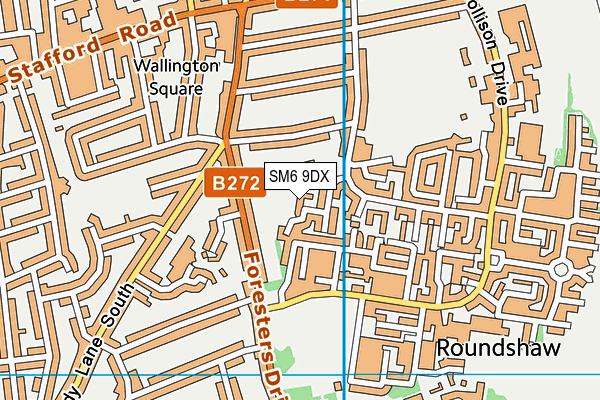 SM6 9DX map - OS VectorMap District (Ordnance Survey) SM6 9DX map - OS VectorMap District (Ordnance Survey)