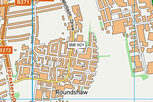 SM6 9GY map - OS VectorMap District (Ordnance Survey) SM6 9GY map - OS VectorMap District (Ordnance Survey)