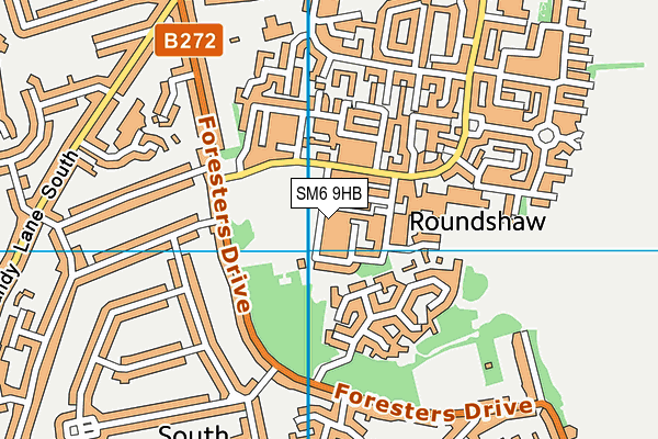 SM6 9HB map - OS VectorMap District (Ordnance Survey) SM6 9HB map - OS VectorMap District (Ordnance Survey)