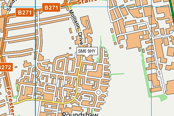 SM6 9HY map - OS VectorMap District (Ordnance Survey) SM6 9HY map - OS VectorMap District (Ordnance Survey)