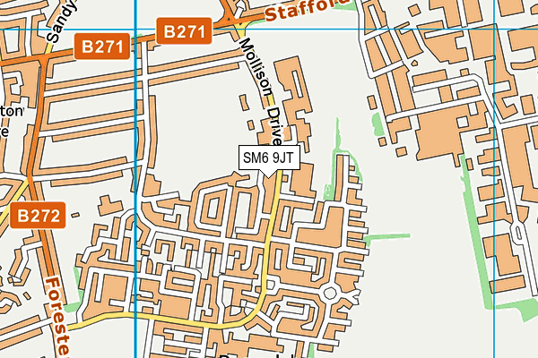 SM6 9JT map - OS VectorMap District (Ordnance Survey) SM6 9JT map - OS VectorMap District (Ordnance Survey)