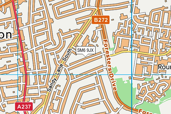 SM6 9JX map - OS VectorMap District (Ordnance Survey)