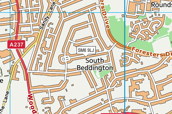 SM6 9LJ map - OS VectorMap District (Ordnance Survey)