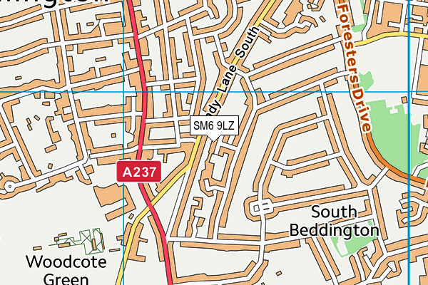 SM6 9LZ map - OS VectorMap District (Ordnance Survey) SM6 9LZ map - OS VectorMap District (Ordnance Survey)