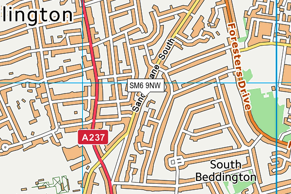 SM6 9NW map - OS VectorMap District (Ordnance Survey) SM6 9NW map - OS VectorMap District (Ordnance Survey)