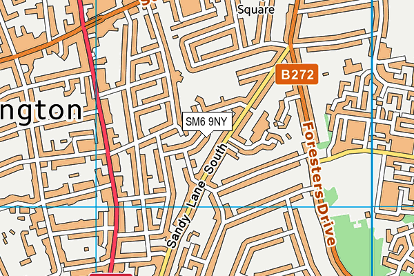 SM6 9NY map - OS VectorMap District (Ordnance Survey) SM6 9NY map - OS VectorMap District (Ordnance Survey)