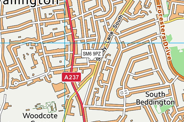 SM6 9PZ map - OS VectorMap District (Ordnance Survey)