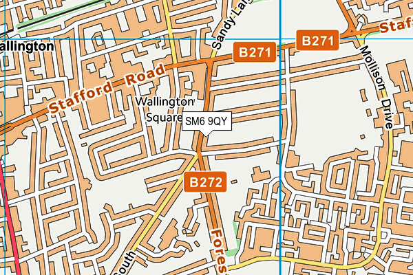 SM6 9QY map - OS VectorMap District (Ordnance Survey) SM6 9QY map - OS VectorMap District (Ordnance Survey)