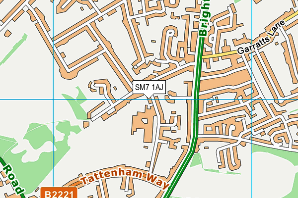 SM7 1AJ map - OS VectorMap District (Ordnance Survey) SM7 1AJ map - OS VectorMap District (Ordnance Survey)