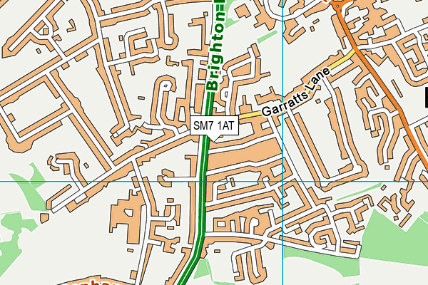 SM7 1AT map - OS VectorMap District (Ordnance Survey) SM7 1AT map - OS VectorMap District (Ordnance Survey)