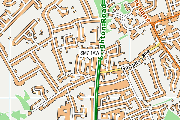 SM7 1AW map - OS VectorMap District (Ordnance Survey) SM7 1AW map - OS VectorMap District (Ordnance Survey)