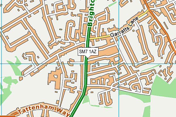 SM7 1AZ map - OS VectorMap District (Ordnance Survey) SM7 1AZ map - OS VectorMap District (Ordnance Survey)