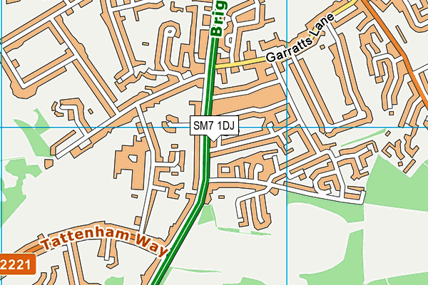 SM7 1DJ map - OS VectorMap District (Ordnance Survey) SM7 1DJ map - OS VectorMap District (Ordnance Survey)