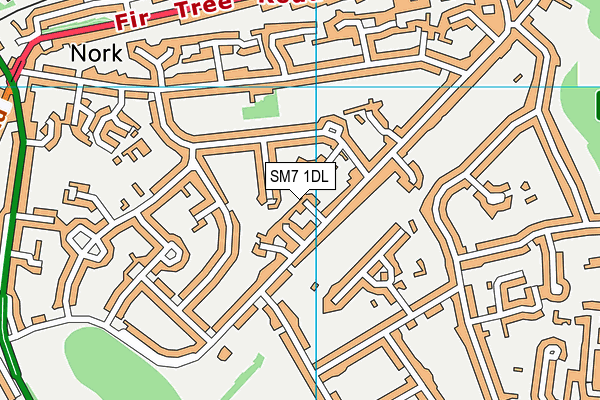 SM7 1DL map - OS VectorMap District (Ordnance Survey) SM7 1DL map - OS VectorMap District (Ordnance Survey)