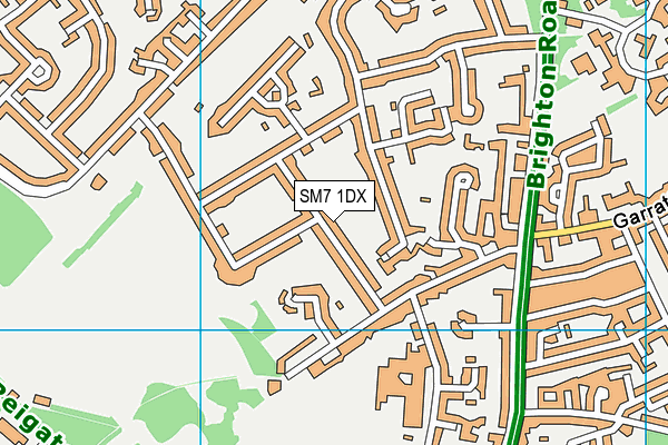 SM7 1DX map - OS VectorMap District (Ordnance Survey) SM7 1DX map - OS VectorMap District (Ordnance Survey)