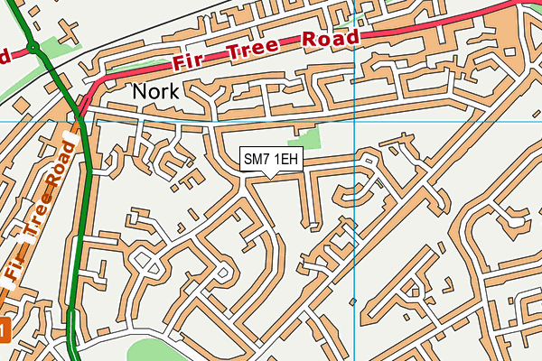 SM7 1EH map - OS VectorMap District (Ordnance Survey) SM7 1EH map - OS VectorMap District (Ordnance Survey)