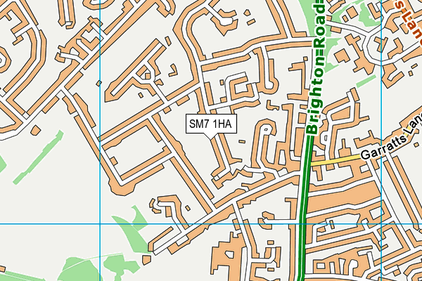 SM7 1HA map - OS VectorMap District (Ordnance Survey) SM7 1HA map - OS VectorMap District (Ordnance Survey)