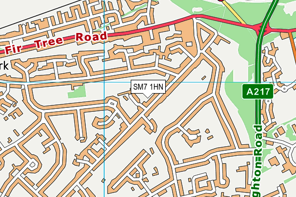 SM7 1HN map - OS VectorMap District (Ordnance Survey) SM7 1HN map - OS VectorMap District (Ordnance Survey)