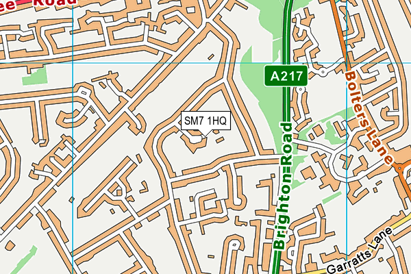 SM7 1HQ map - OS VectorMap District (Ordnance Survey)
