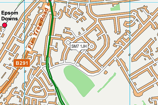 SM7 1JH map - OS VectorMap District (Ordnance Survey) SM7 1JH map - OS VectorMap District (Ordnance Survey)
