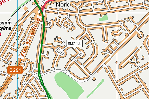 SM7 1JJ map - OS VectorMap District (Ordnance Survey) SM7 1JJ map - OS VectorMap District (Ordnance Survey)
