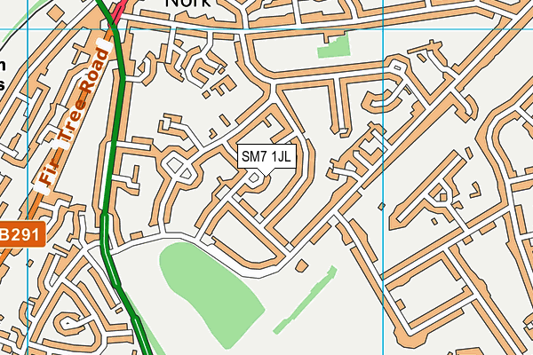 SM7 1JL map - OS VectorMap District (Ordnance Survey) SM7 1JL map - OS VectorMap District (Ordnance Survey)