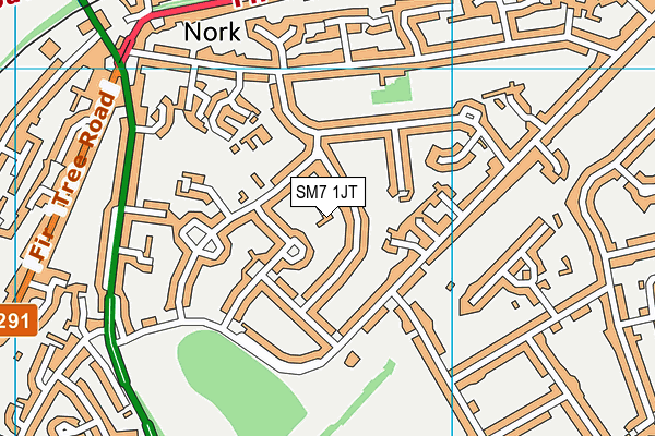 SM7 1JT map - OS VectorMap District (Ordnance Survey) SM7 1JT map - OS VectorMap District (Ordnance Survey)