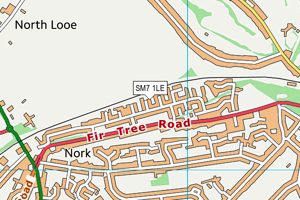 SM7 1LE map - OS VectorMap District (Ordnance Survey) SM7 1LE map - OS VectorMap District (Ordnance Survey)