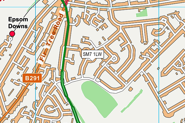 SM7 1LW map - OS VectorMap District (Ordnance Survey) SM7 1LW map - OS VectorMap District (Ordnance Survey)