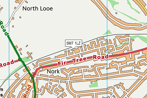 SM7 1LZ map - OS VectorMap District (Ordnance Survey) SM7 1LZ map - OS VectorMap District (Ordnance Survey)