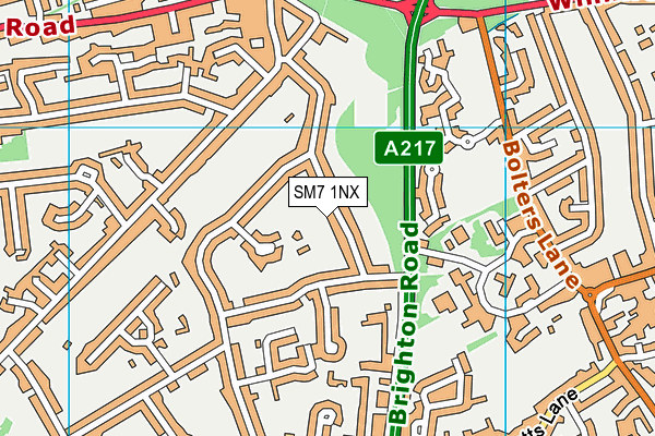 SM7 1NX map - OS VectorMap District (Ordnance Survey) SM7 1NX map - OS VectorMap District (Ordnance Survey)