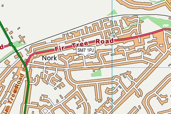 SM7 1PJ map - OS VectorMap District (Ordnance Survey) SM7 1PJ map - OS VectorMap District (Ordnance Survey)