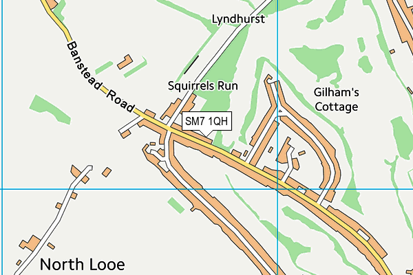 SM7 1QH map - OS VectorMap District (Ordnance Survey) SM7 1QH map - OS VectorMap District (Ordnance Survey)