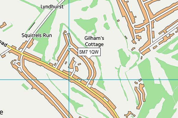 SM7 1QW map - OS VectorMap District (Ordnance Survey) SM7 1QW map - OS VectorMap District (Ordnance Survey)