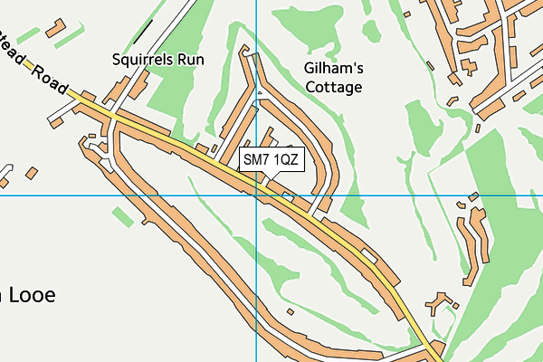 SM7 1QZ map - OS VectorMap District (Ordnance Survey) SM7 1QZ map - OS VectorMap District (Ordnance Survey)