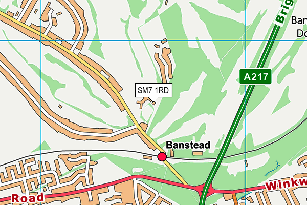 SM7 1RD map - OS VectorMap District (Ordnance Survey)