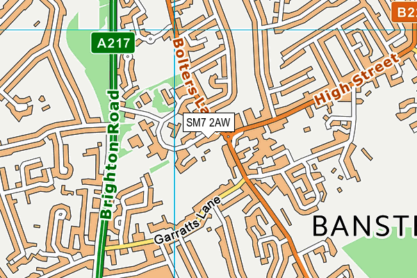 SM7 2AW map - OS VectorMap District (Ordnance Survey) SM7 2AW map - OS VectorMap District (Ordnance Survey)