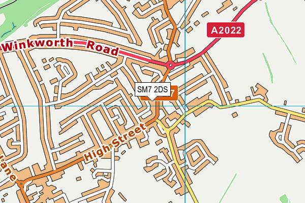 SM7 2DS map - OS VectorMap District (Ordnance Survey) SM7 2DS map - OS VectorMap District (Ordnance Survey)