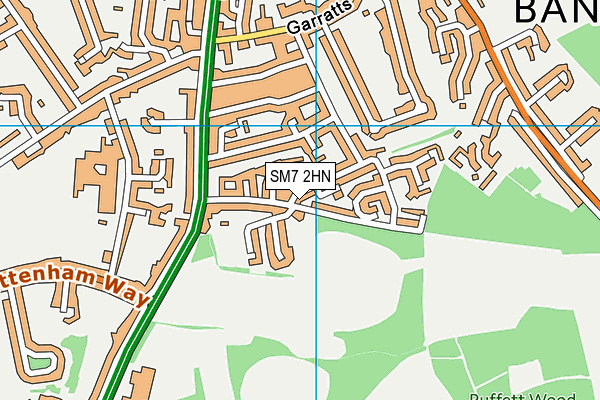 SM7 2HN map - OS VectorMap District (Ordnance Survey) SM7 2HN map - OS VectorMap District (Ordnance Survey)