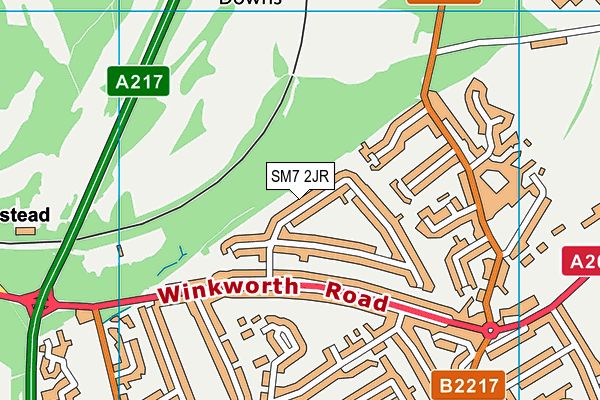 SM7 2JR map - OS VectorMap District (Ordnance Survey)