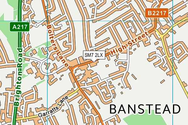 SM7 2LX map - OS VectorMap District (Ordnance Survey) SM7 2LX map - OS VectorMap District (Ordnance Survey)