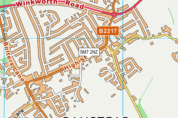SM7 2NZ map - OS VectorMap District (Ordnance Survey) SM7 2NZ map - OS VectorMap District (Ordnance Survey)