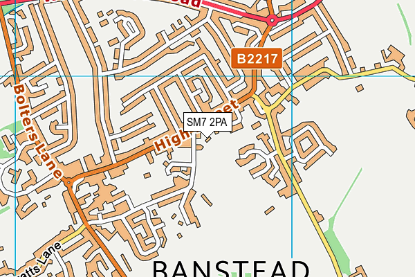 SM7 2PA map - OS VectorMap District (Ordnance Survey) SM7 2PA map - OS VectorMap District (Ordnance Survey)