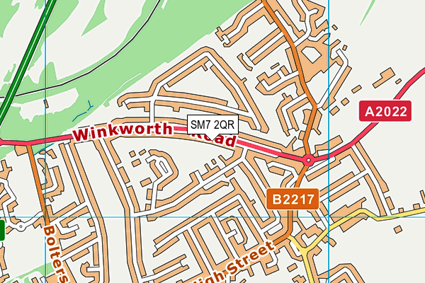 SM7 2QR map - OS VectorMap District (Ordnance Survey) SM7 2QR map - OS VectorMap District (Ordnance Survey)