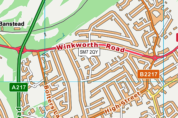 SM7 2QY map - OS VectorMap District (Ordnance Survey) SM7 2QY map - OS VectorMap District (Ordnance Survey)