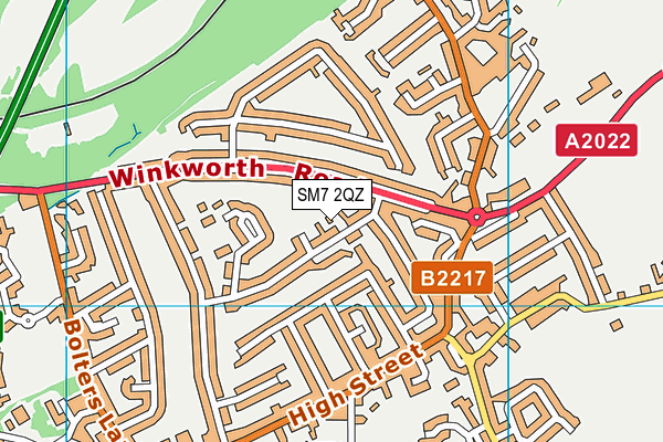 SM7 2QZ map - OS VectorMap District (Ordnance Survey) SM7 2QZ map - OS VectorMap District (Ordnance Survey)