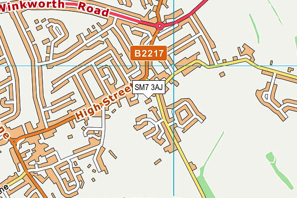 SM7 3AJ map - OS VectorMap District (Ordnance Survey) SM7 3AJ map - OS VectorMap District (Ordnance Survey)