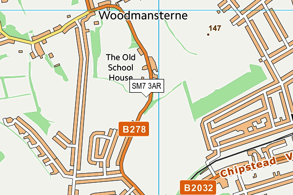 SM7 3AR map - OS VectorMap District (Ordnance Survey) SM7 3AR map - OS VectorMap District (Ordnance Survey)