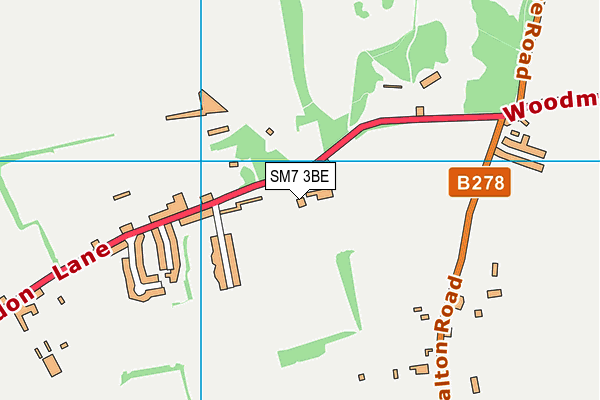 SM7 3BE map - OS VectorMap District (Ordnance Survey) SM7 3BE map - OS VectorMap District (Ordnance Survey)